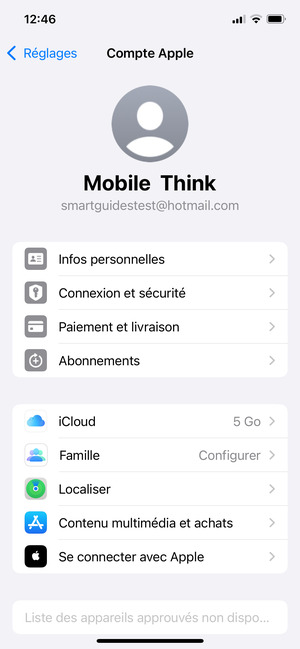 Sélectionnez iCloud