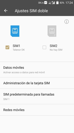 Seleccione SIM1 o SIM2 y seleccione Redes móviles