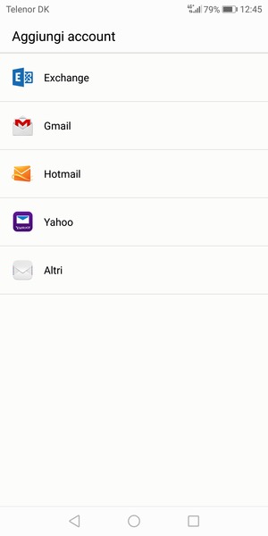 Seleziona Gmail o Hotmail