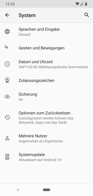 Wählen Sie Systemupdate