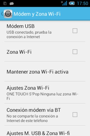 Seleccione Ajustes Zona Wi-Fi