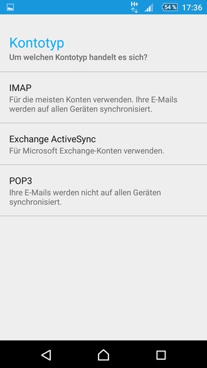 Wählen Sie IMAP oder POP3