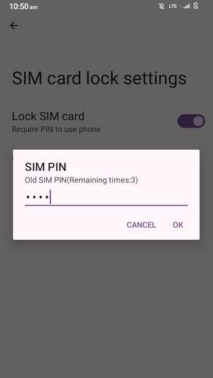 Enter your Old SIM PIN and select OK