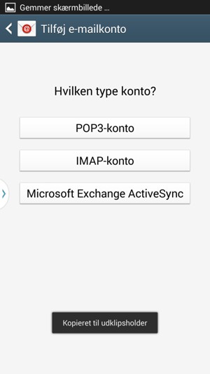 Vælg Microsoft Exchange ActiveSync