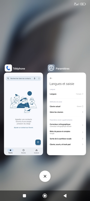 Sélectionnez l'icône Supprimer pour fermer toutes les applis en cours d'exécution