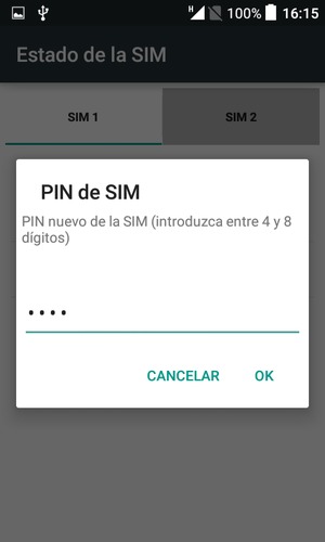Introduzca su Nuevo PIN de la SIM y seleccione OK