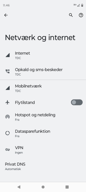 Vælg Mobilnetværk