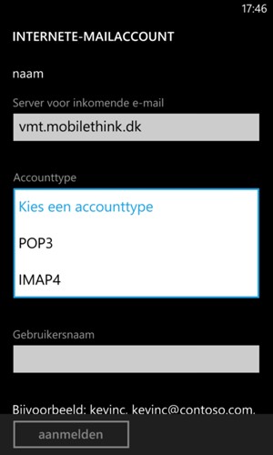Selecteer POP3 of IMAP4