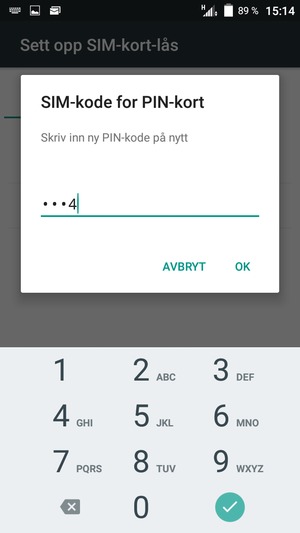 Bekreft din nye PIN-kode og velg OK