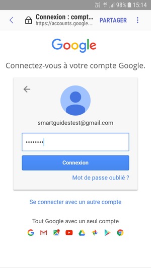 Saisissez votre mot de passe Gmail et sélectionnez Connexion