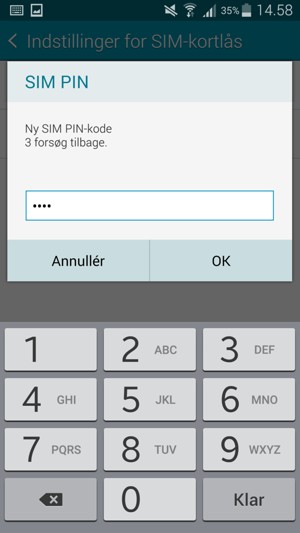 Indtast  Ny SIM PIN-kode og vælg OK