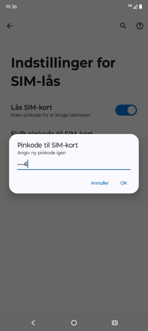 Bekræft din nye pinkode til SIM-kort og vælg OK