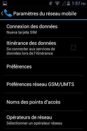Sélectionnez Préférences réseau GSM/UMTS