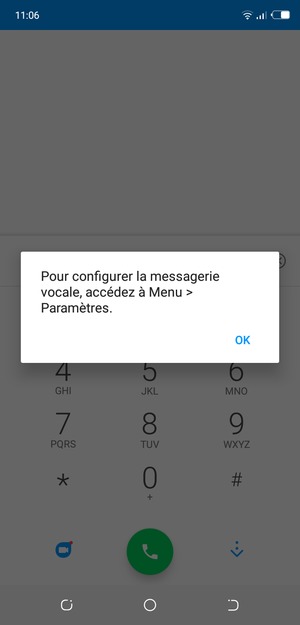 Si votre messagerie vocale n'est pas configurée, sélectionnez OK