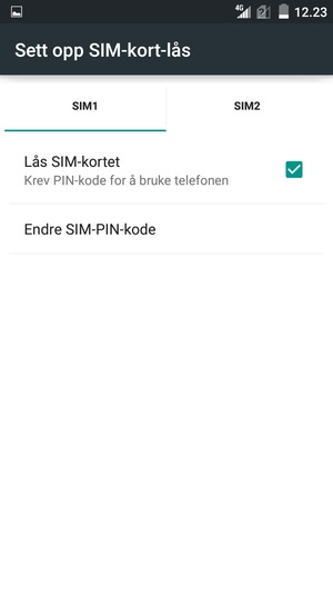 Velg SIM-kort og velg Endre SIM-PIN-kode