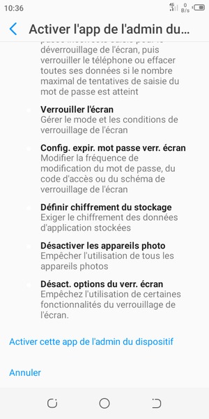 Faites défiler et sélectionnez Activer cette app de l'admin du dispositif