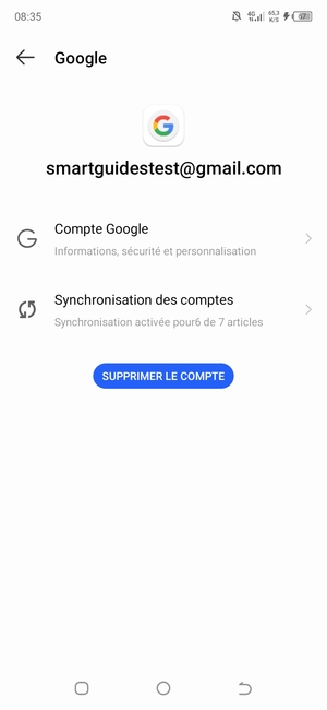 Sélectionnez Synchronisation des comptes