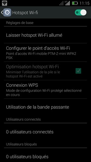 Votre téléphone est maintenant configuré pour être utilisé comme modem