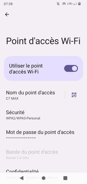 Votre téléphone est maintenant configuré pour être utilisé comme modem