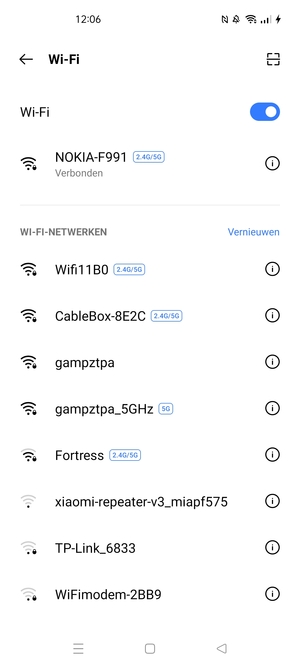 U bent nu verbonden met het WiFi-netwerk