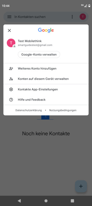 Wählen Sie Kontakte App-Einstellungen