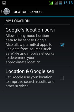 Uncheck the Google's location service checkbox