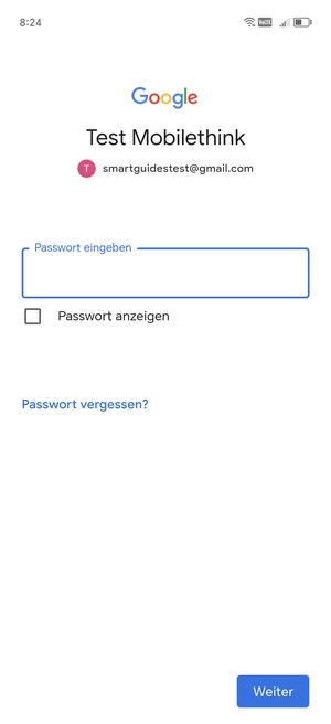 Geben Sie Ihre Gmail Passwort ein und wählen Sie Weiter