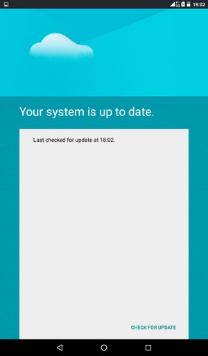 If your tablet is up to date, you will see the following screen