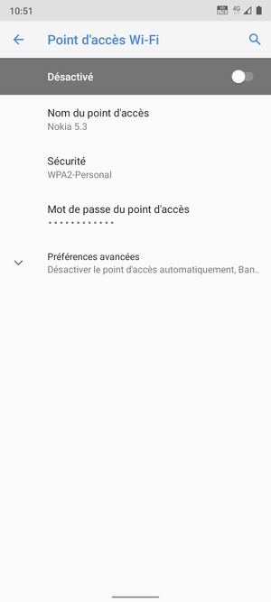 Activer le Point d'accès Wi-Fi