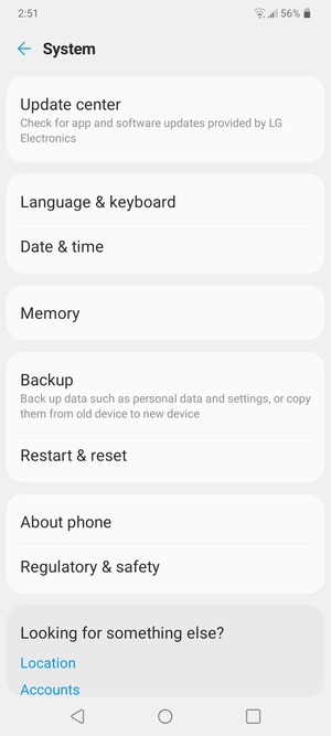 Scroll to and select Backup