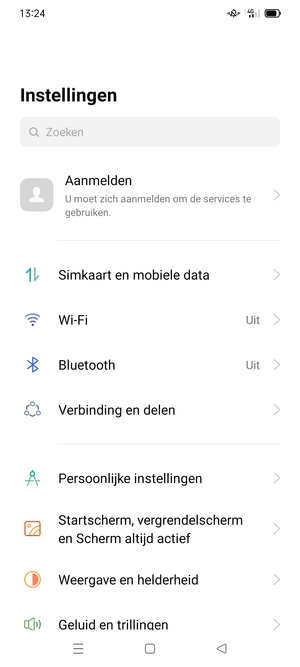 Selecteer Simkaart en mobiele data