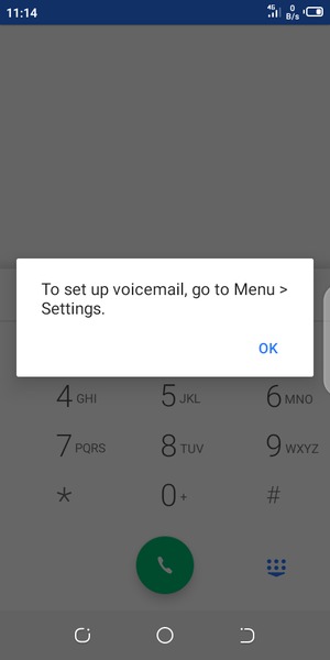 If your voicemail is not set up, select OK