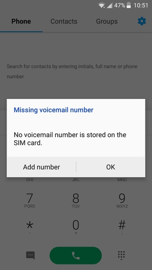 If your voicemail is not set up, select Add a number