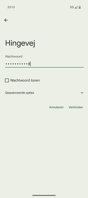 Voer het WiFi-wachtwoord in en selecteer Verbinden