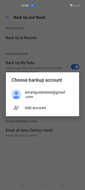 Select your backup account