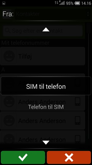 Vælg SIM til telefon og OK