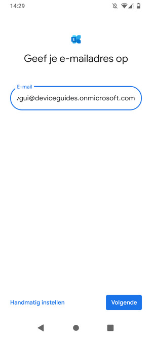 Voer uw e-mailadres in en selecteer Handmatig instellen