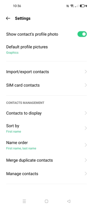 Select SIM card contacts