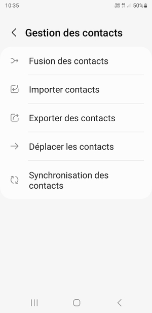 Sélectionnez Importer contacts