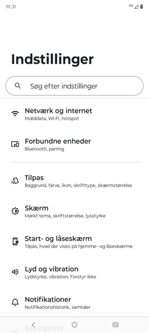 Vælg Netværk og internet