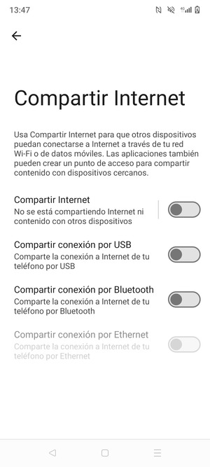 Seleccione Compartir Internet