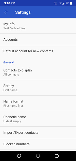 Scroll to and select Import/Export contacts