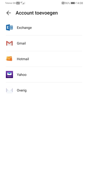 Selecteer Hotmail