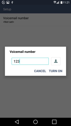 Enter the Voicemail number and select TURN ON