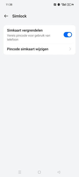 Selecteer Pincode simkaart wijzigen