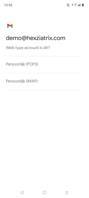 Selecteer Persoonlijk (POP3) of Persoonlijk (IMAP)