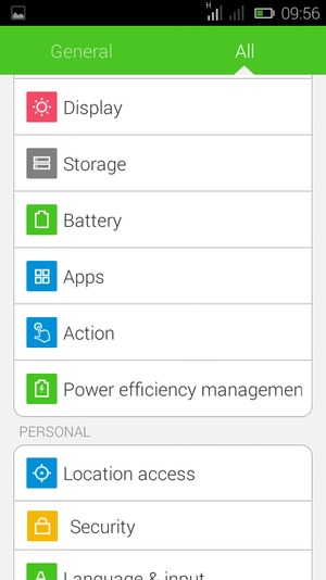 Scroll to and select Power efficiency management