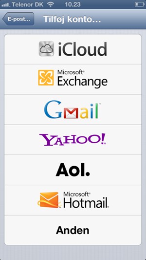 Vælg Microsoft Exchange