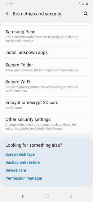 Scroll to and select Other security settings