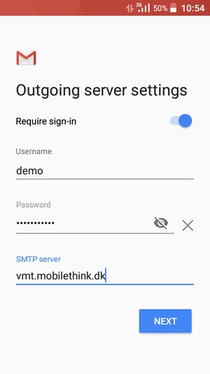 Enter Outgoing server address